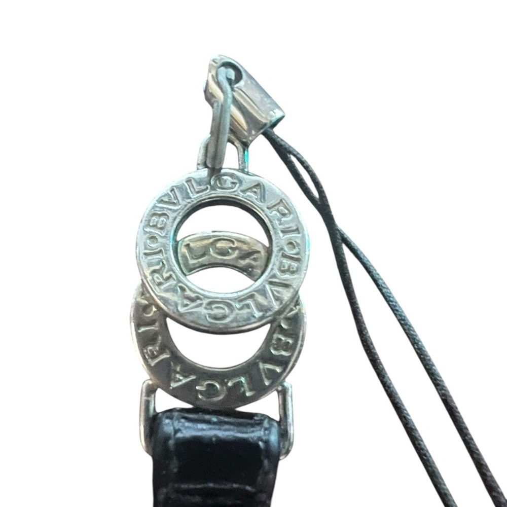 Bvlgari Silver and Black Cell Phone Strap